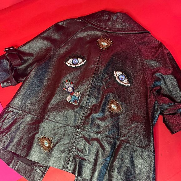 Upcycled Leather “Beaded Eye” Jacket – Unique Street-Style Statement Piece - Picture 9 of 11